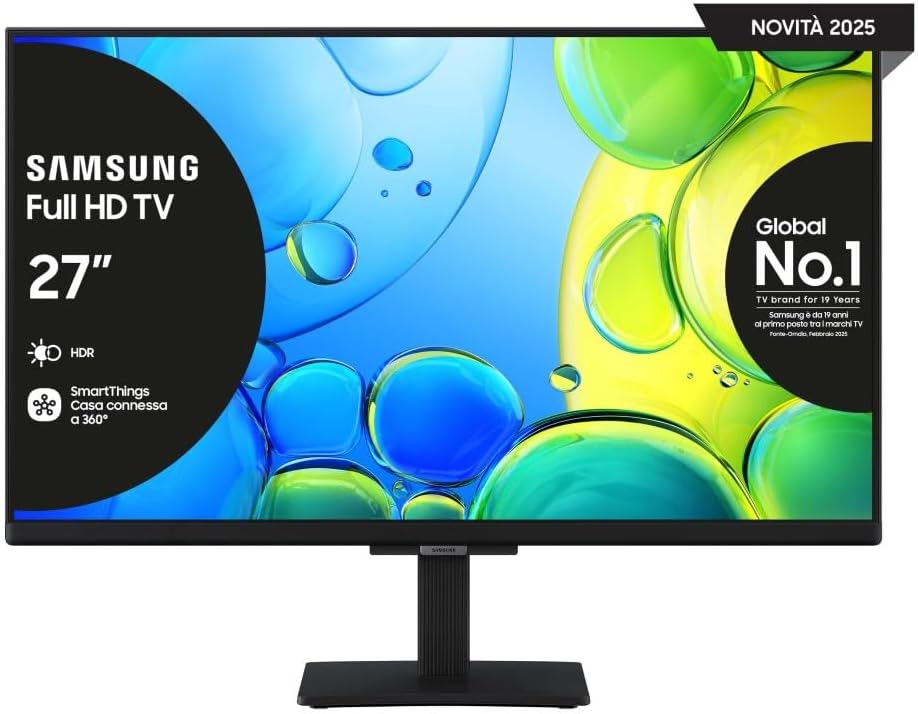 Full HD Smart TV 27'' UE27F6000FUXZT, Hyper Real Processor, HDR & Pur Color, Smart Experience, OTS Lite & Adaptive Sound, SlimLook Design, Special Edition Entertainment Package, 2025