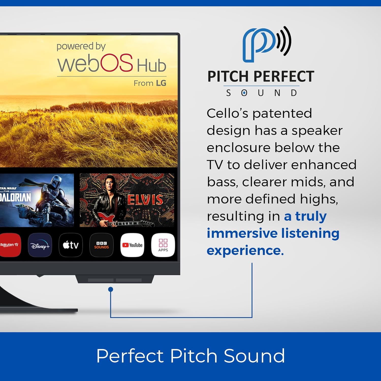 Cello C2224WS 12 Volt 22 Inch Traveller Smart TV Frameless Ultrafast WebOS, Speaker Pitch Perfect Bluetooth, Netflix, Compact TV for Camper and Truck