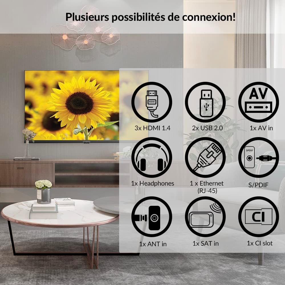 Strong - Smart TV 40″ (100 cm) Full HD SRT40FD5553 - with Android TV - Outstanding Picture Quality - Triple Tuner - 3 HDMI Ports (1 ARC) + 2 USB Ports + AV + Antenna/Satellite Input - Black
