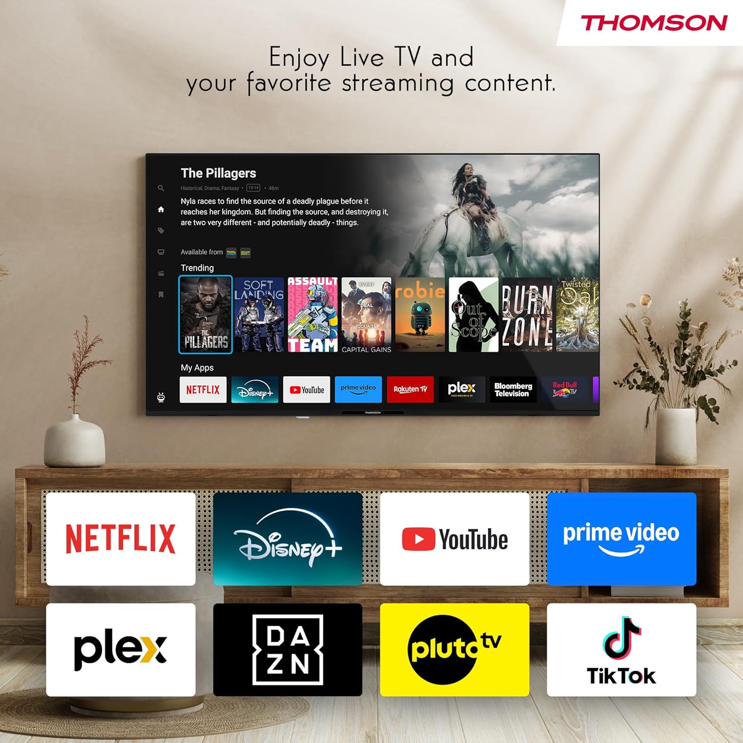 Thomson 40 Inch (100 cm) FHD Smart TV, Wi-Fi, Voice Control, HDR10, Dolby Audio, Triple-Tuner (Cable/Satellite/Antenna), HDMI, USB, 1 GB RAM, 4 GB Flash - 40FT2S35