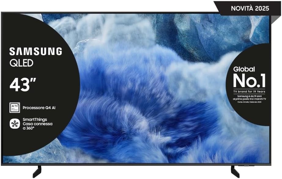 QLED 4K Vision AI Smart TV 43'' QE43Q8FAAUXZT, Q8F, Q4 AI Processor, 4K Upscaling, OTS Lite, Air Slim Design, 100% Color Volume with Quantum Dot, Entertainment Package, 2025