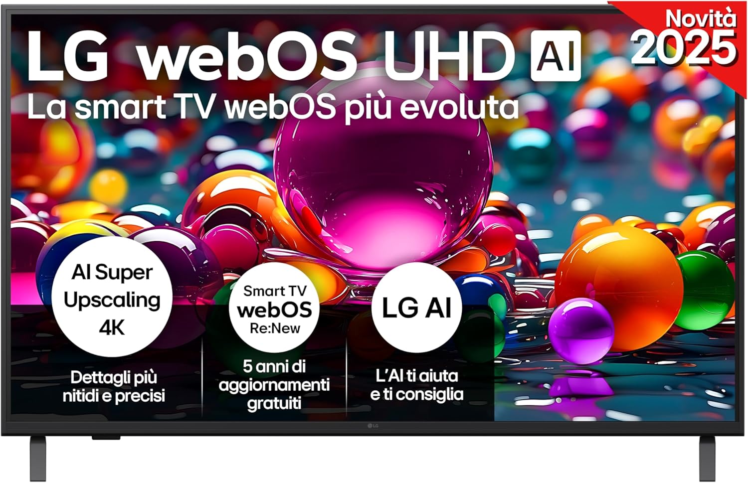 webOS UHD AI UA75 TV 43 Inch, Smart TV 4K Ultra HD, Processor α7 Gen8, webOS with AI, Filmmaker Mode, HDR10, Gaming with VRR 4K@60Hz, Game Optimizer, Wi-Fi, 43UA75006LA 2025