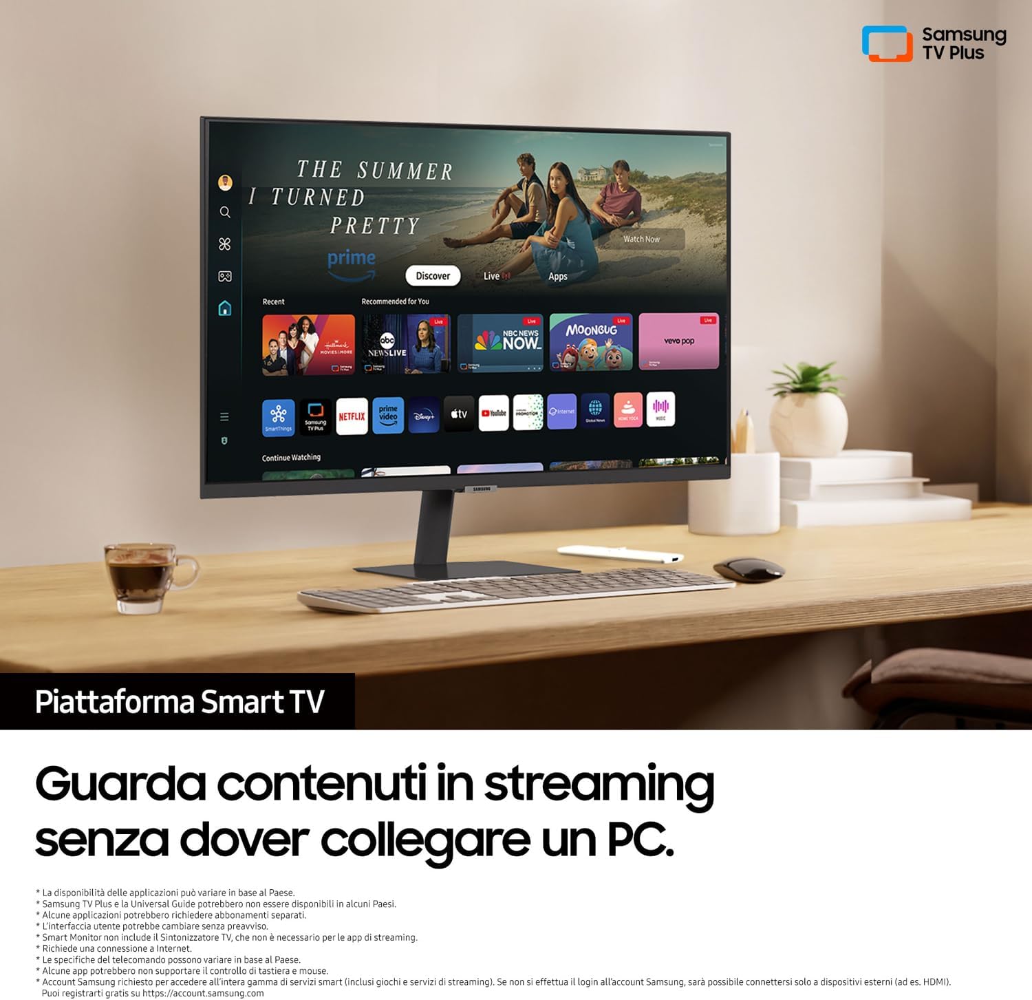 Smart Monitor M5 (S32DM502), Flat 32'', 1920x1080 (Full HD), Smart Hub with Streaming Apps, Office 365, Gaming Hub, Built-in Speakers, Remote Control, Wi-Fi, HDMI, USB