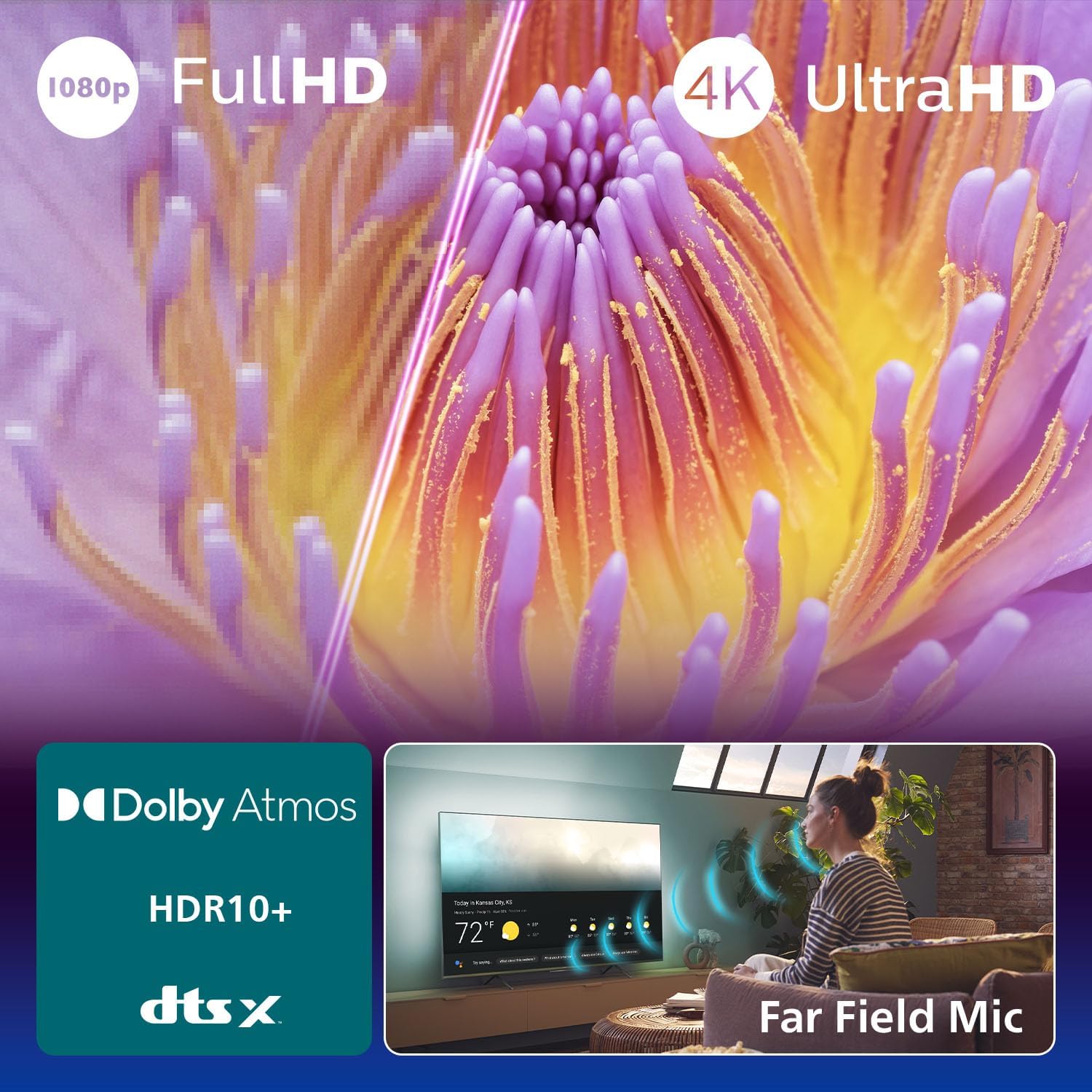 Ambilight 43PUS8200 4K LED Smart TV - 43-Inch Display with Titan OS Platform, Pixel Precise Ultra HD and Dolby Atmos Sound - Works with Alexa and Google Voice Assistant
