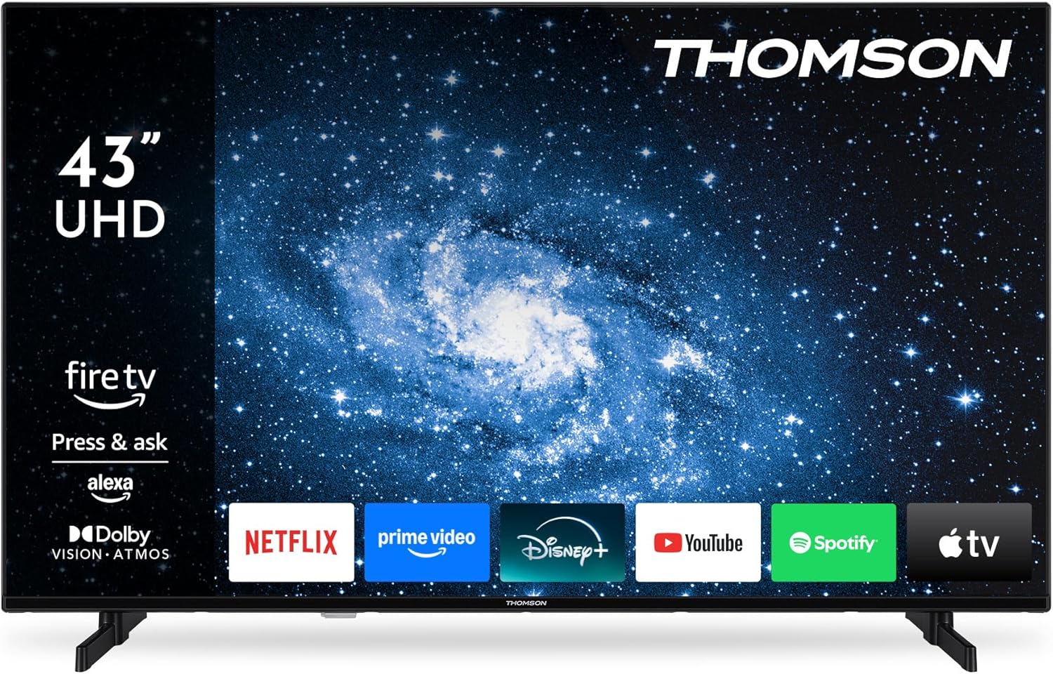 Thomson 43 Inch (109 cm) 4K UHD LED Smart TV with Fire TV, Alexa Voice Control, AirPlay, Wi-Fi, Triple Tuner(Cable/satellite/antenna), Bluetooth 5.0, HDMI, USB, AV in, CI+, 43UF4S35