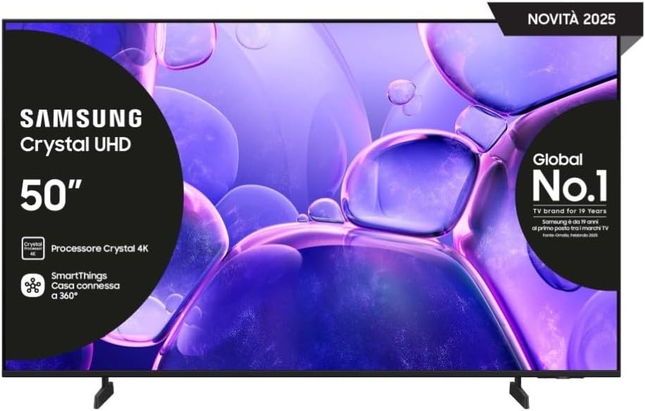 Crystal UHD 4K Smart TV 50'' UE50U8090FUXZT, Crystal 4K Processor, HDR, Smart Experience, OTS Lite & Adaptive Sound, Metal Stream Design, 2025