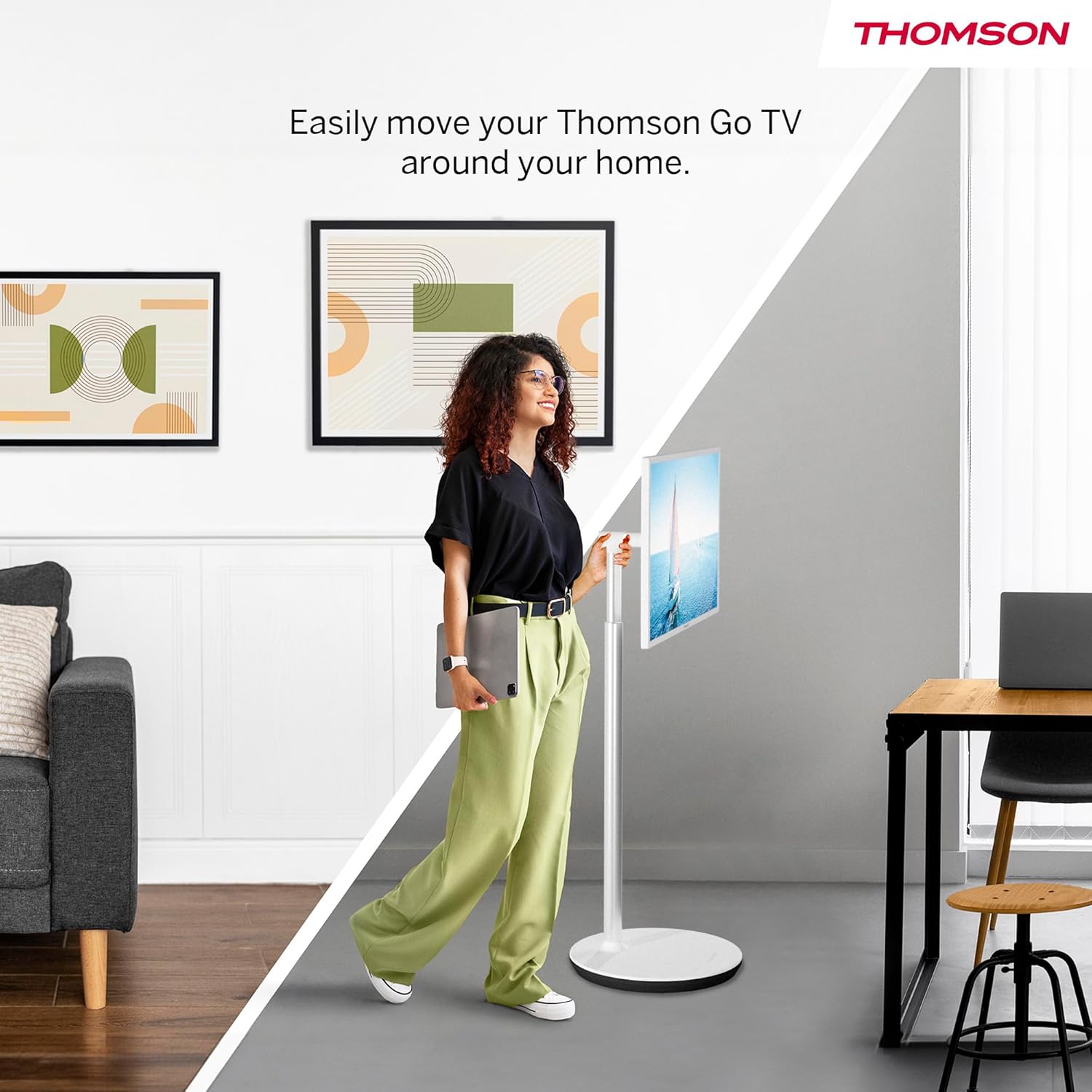 Thomson Go 32-Inch TV (81 cm), TV Android Portable - HD Ready (1366x768), Voice Control, Bluetooth 5.1, Wi-Fi, hotspot function, battery life up to 4 hours