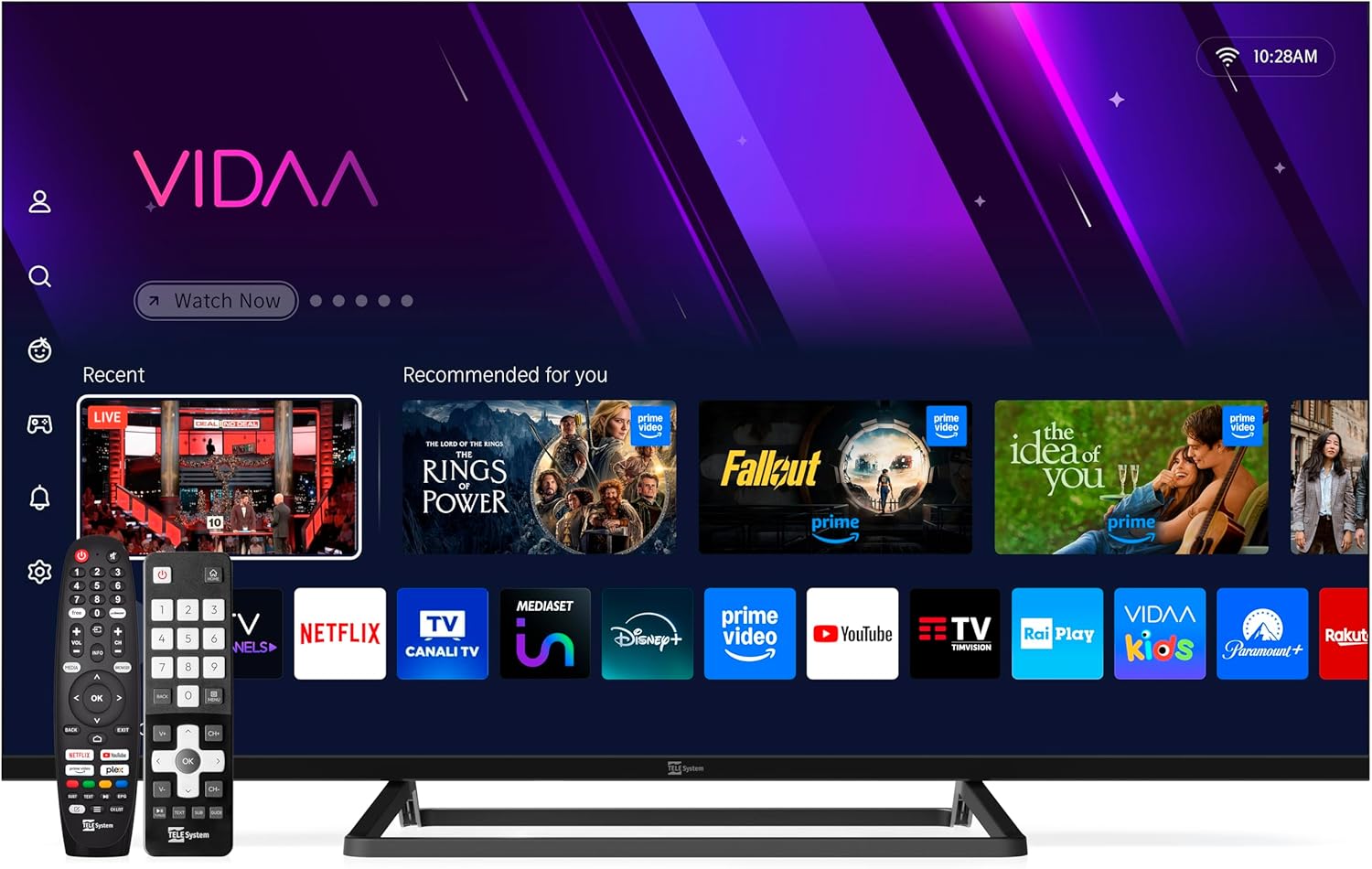 TELE System Smart TV 40 Inch Full HD LED Frameless, tivùsat CAM Certified, HbbTV, HDR10 HLG, powered by VIDAA, Dual Remote Control Included