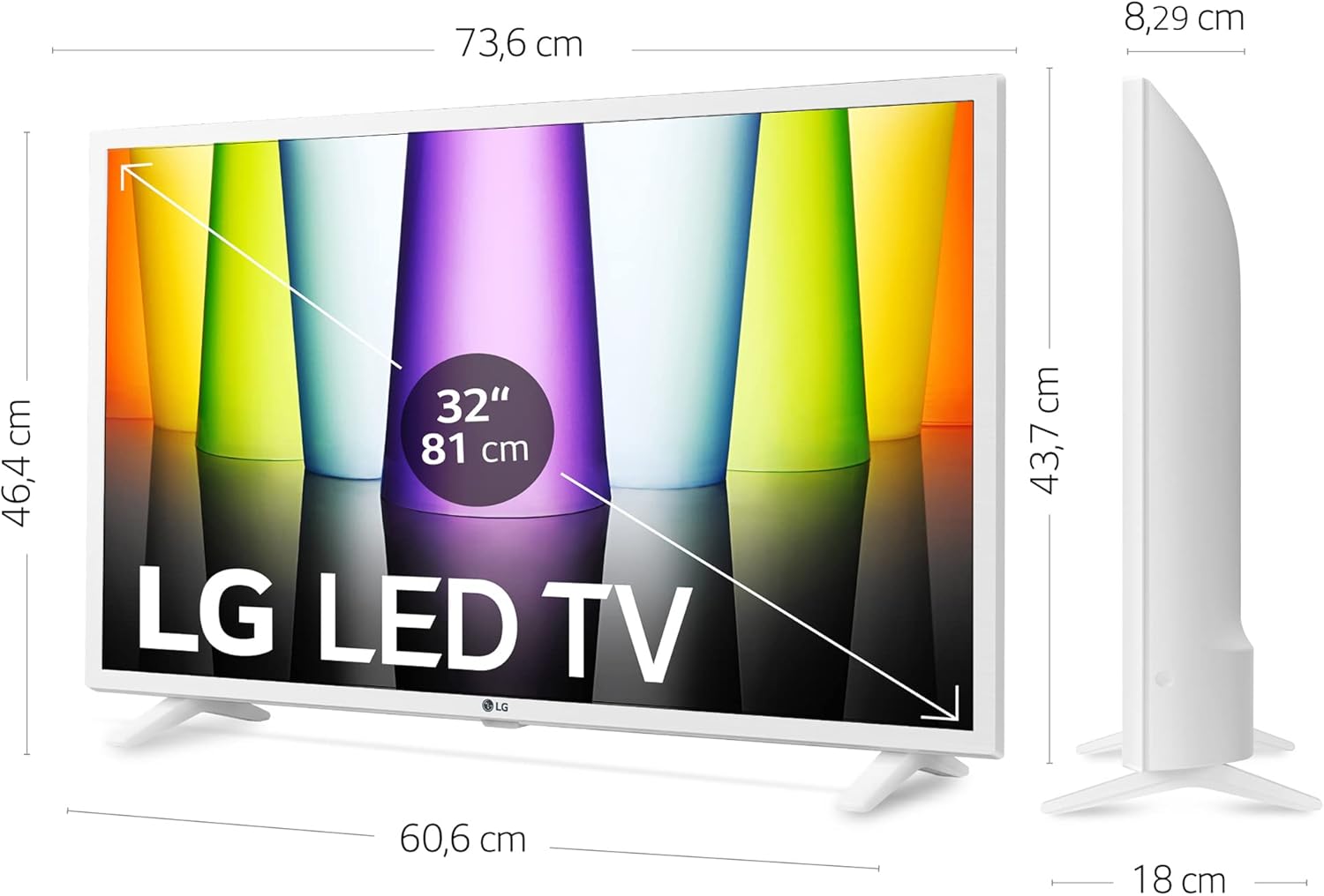 32-Inch Full HD Smart TV, White USB DVBT2 DVBS2 4CORE AI WEBOS