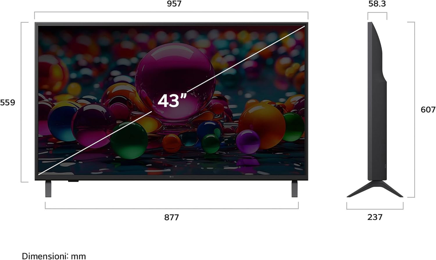 webOS UHD AI UA75 TV 43 Inch, Smart TV 4K Ultra HD, Processor α7 Gen8, webOS with AI, Filmmaker Mode, HDR10, Gaming with VRR 4K@60Hz, Game Optimizer, Wi-Fi, 43UA75006LA 2025