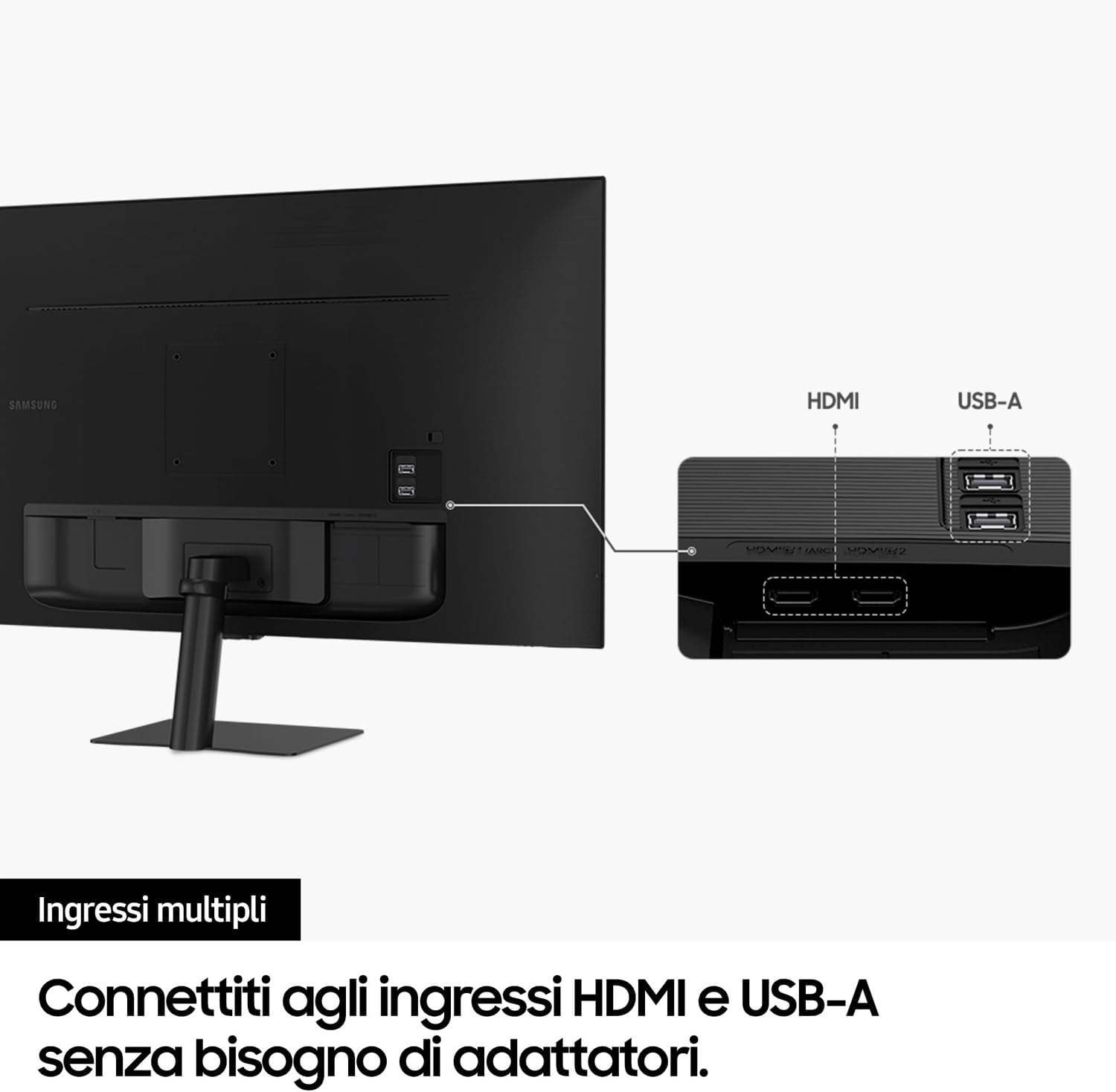 Smart Monitor M5 (S32DM502), Flat 32'', 1920x1080 (Full HD), Smart Hub with Streaming Apps, Office 365, Gaming Hub, Built-in Speakers, Remote Control, Wi-Fi, HDMI, USB