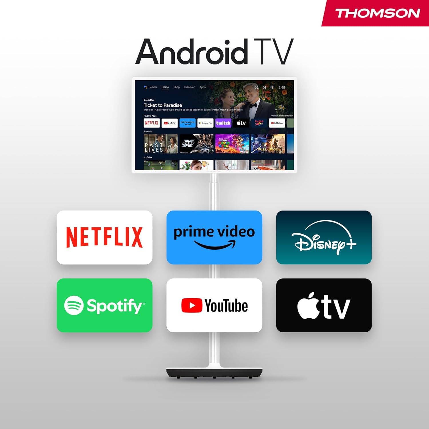 Thomson Go 32-Inch TV (81 cm), TV Android Portable - HD Ready (1366x768), Voice Control, Bluetooth 5.1, Wi-Fi, hotspot function, battery life up to 4 hours