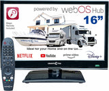 Unispectra ® 16" Smart TV (webOS) 12V Full HD LED 230v 24v Triple Tuner: Satellite, Terrestrial, cable. HDMI USB Magic Remote TV 12V for Camper, Caravan, Van, or Boat