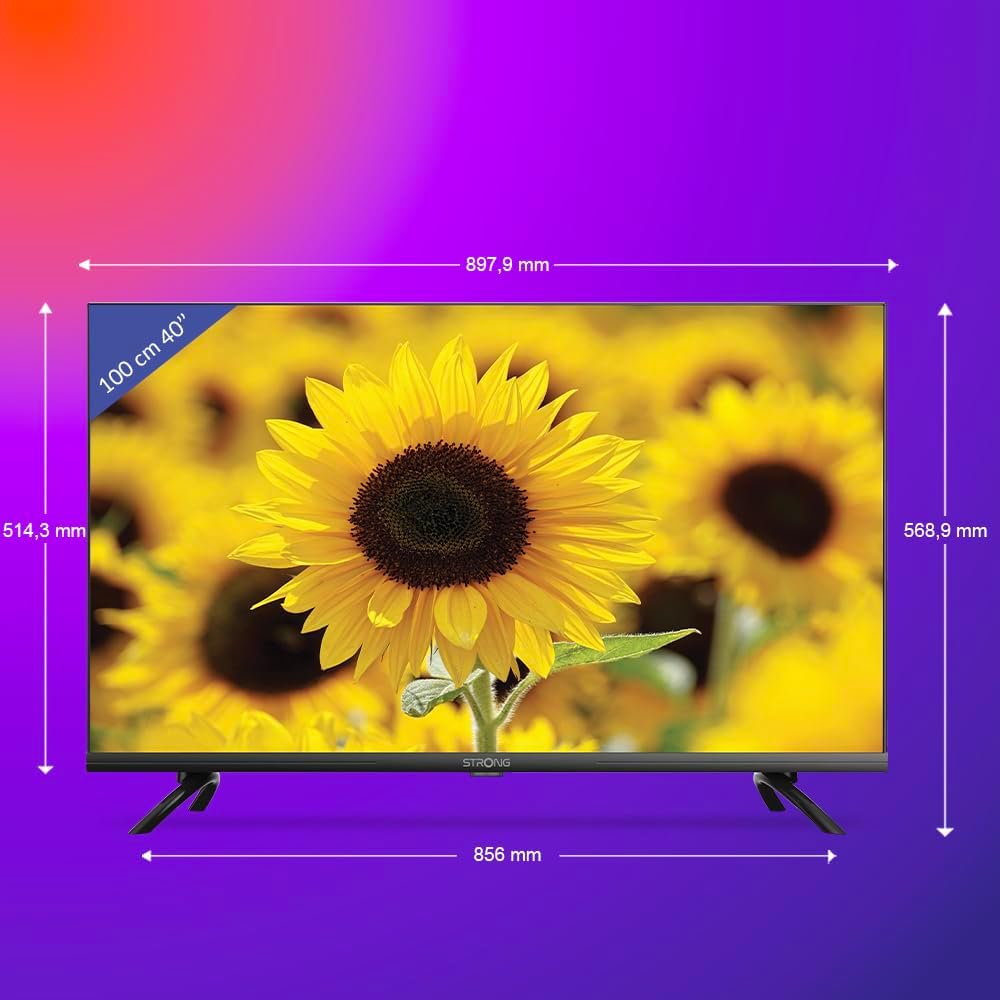 Strong - Smart TV 40″ (100 cm) Full HD SRT40FD5553 - with Android TV - Outstanding Picture Quality - Triple Tuner - 3 HDMI Ports (1 ARC) + 2 USB Ports + AV + Antenna/Satellite Input - Black