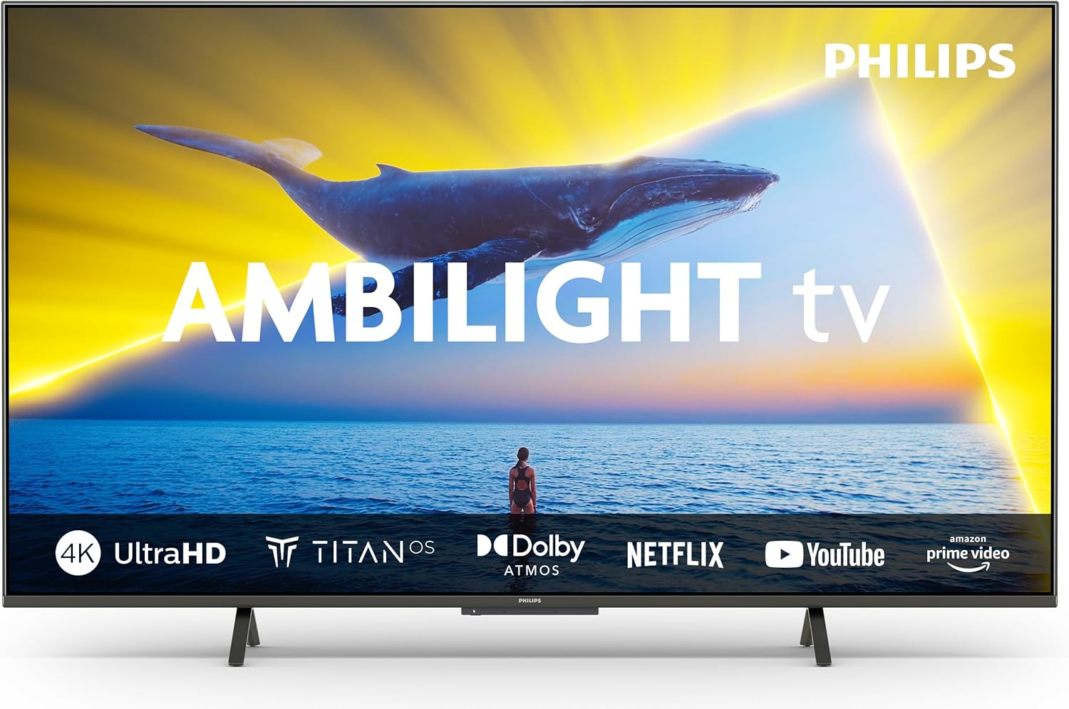 Ambilight 55PUS8109 4K LED Smart TV - 55-Inch Display with Titan OS Platform, Pixel Precise Ultra HD and Dolby Atmos Sound, Works with Alexa and Google Voice Assistant - Satin Chrome