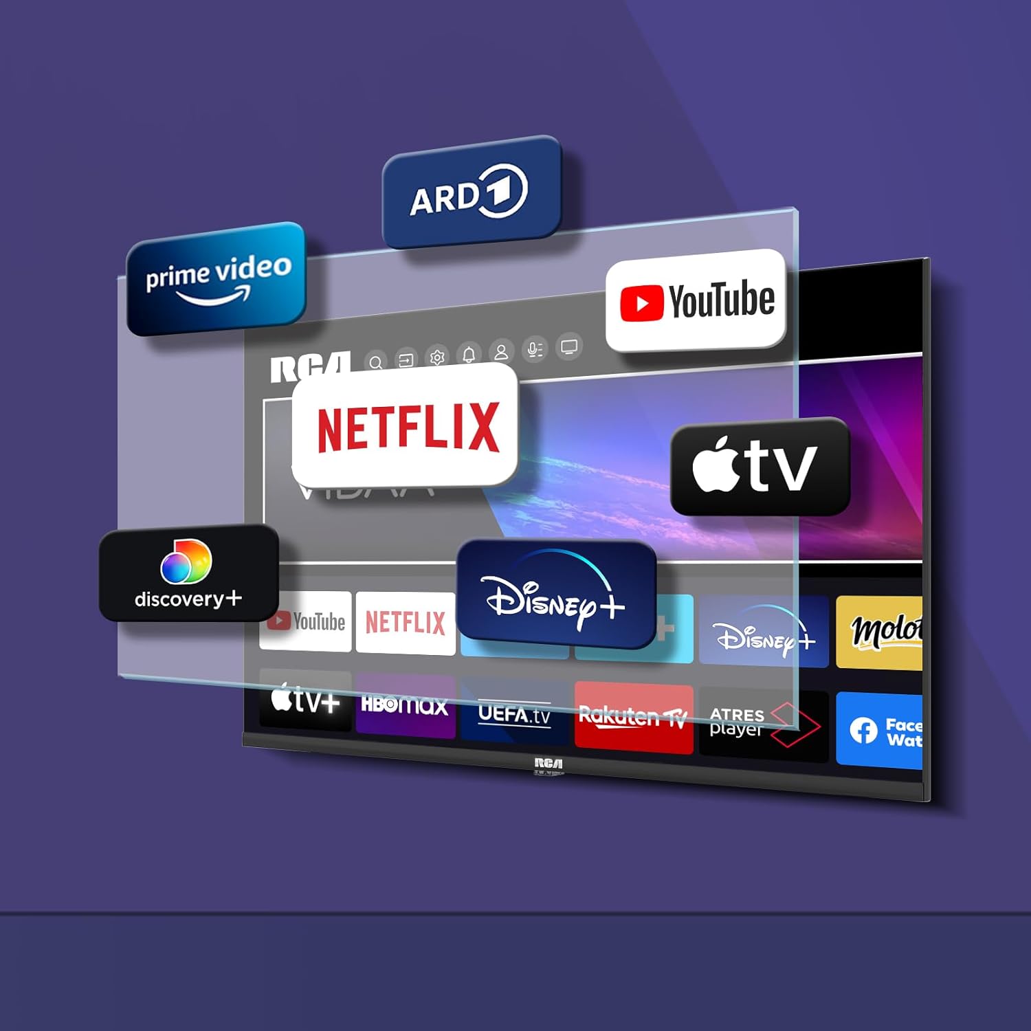 RCA Smart TV 40 Inch VIDAA Full HD Triple Tuner DVB-T/T2-C-S/S2, Wi-Fi, HDMI, USB, CI/CI+, Hotel Mode (VRS40FQ1, 2024)